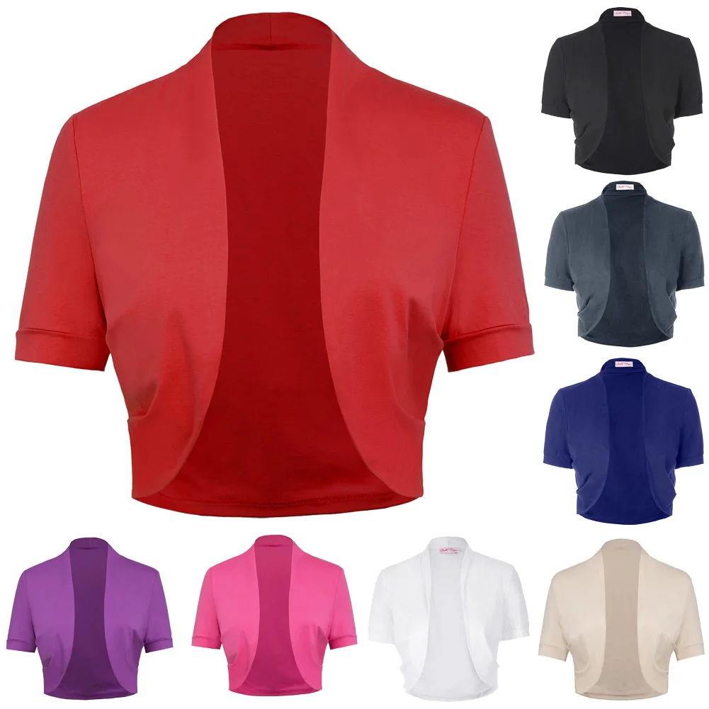 Женское пальто с короткими рукавами Belle Poque однотонное облегающее болеро