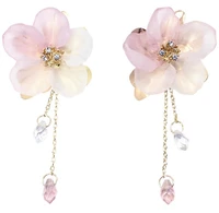 trendy acrylic flower drop women dangle earrings crystal dangle long pendant earrings for women drops earrings