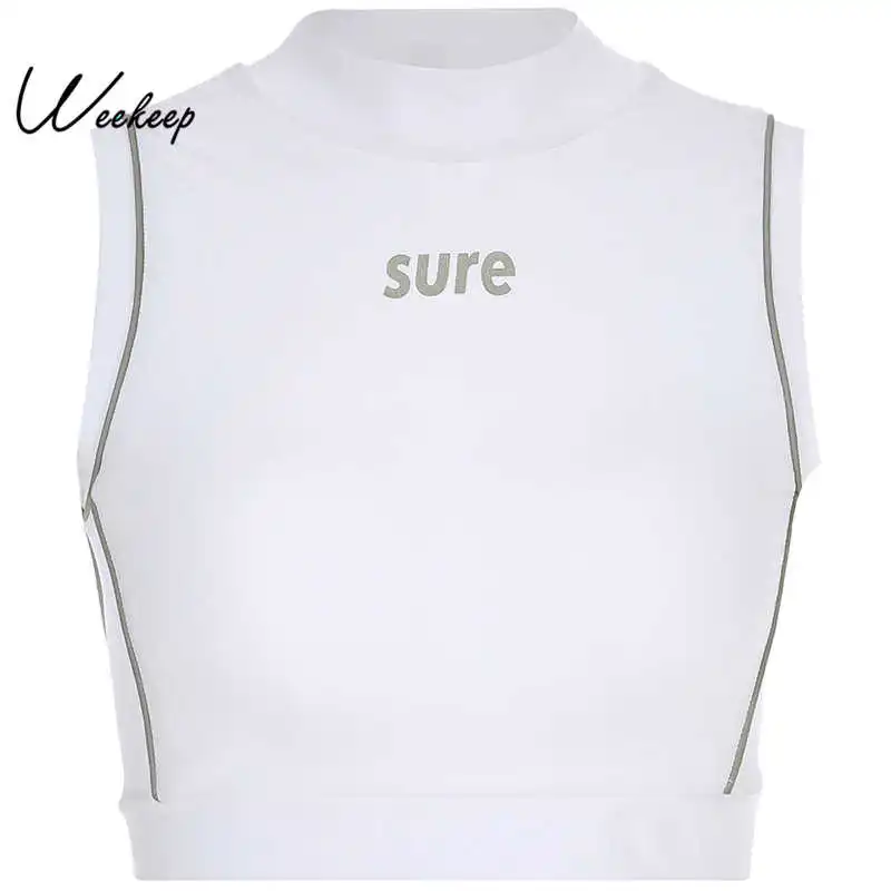 Женский укороченный топ на бретелях Weekeep с рукавами-крылышками и буквенным