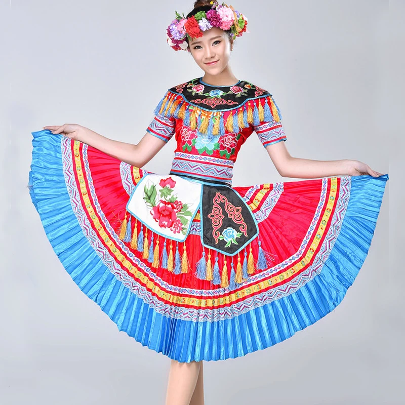 Вышитый Костюм народного китайского танца раньше танцевальная одежда для