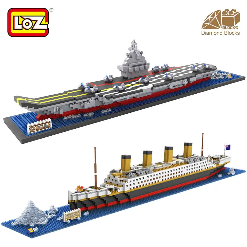 LOZ алмазные блоки RMS Titanic авианосец Модель корабля строительные Наборы игрушек