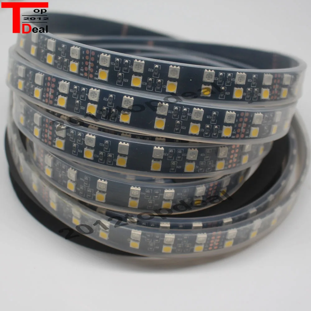 5 м двухрядный 5050 SMD 600 RGBW RGBWW RGB белый гибкий 12В 24В Светодиодная лента 120led/M Черный