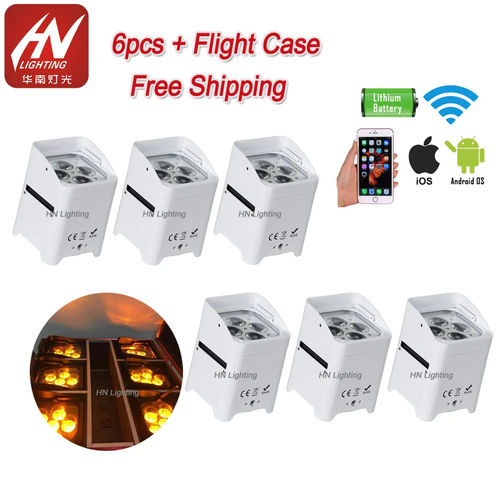 6 шт. с flycase dj светильник s 4x18 Вт в 1 rgbwa + УФ светодиодная лампа для сценсветильник бара Свадьба up s|Эффект