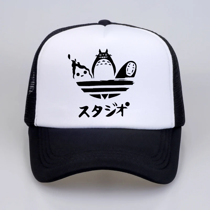 

Design harajuku hat Cartoon Totoro Spirited Away Baseball Caps No Face Faceless Man snapback hats Women Anime mesh trucker cap