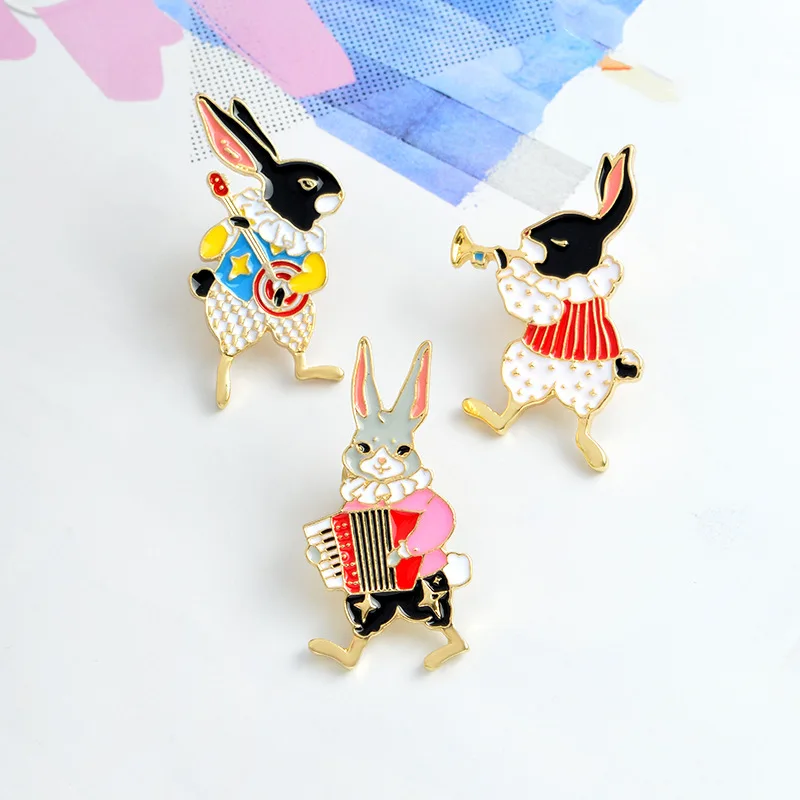 Cartoon Alloy Rabbit Brooch Jeans Handbag Shirt Accessories Brooches Metal Badges on Backpack |