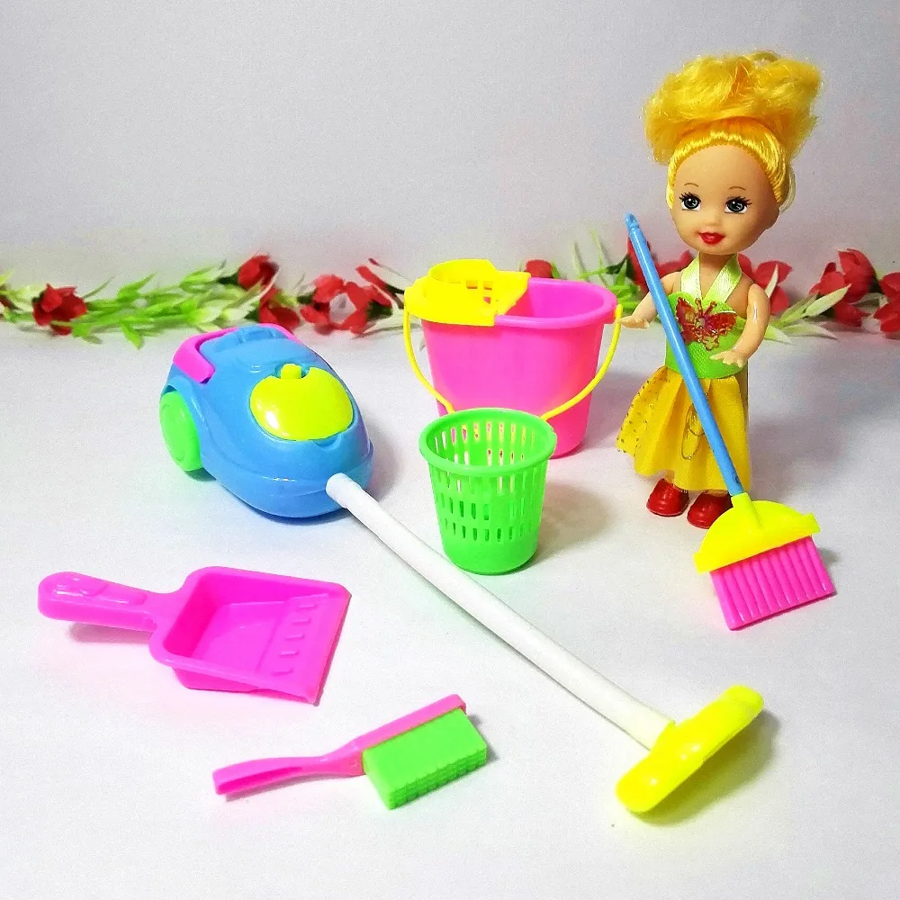 6 Items/Set Dolls Cleaning Kit Doll Accessories For Barbie Household Tools Play House Toys Best Kid's Gift | Игрушки и хобби
