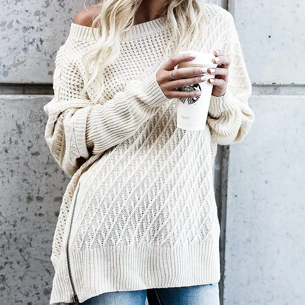 LARGERLOF Plus Size Sweater Loose Fashoin Pullover Women Knitted Off Shoulder Female Winter Knitwear SR49018 | Женская одежда