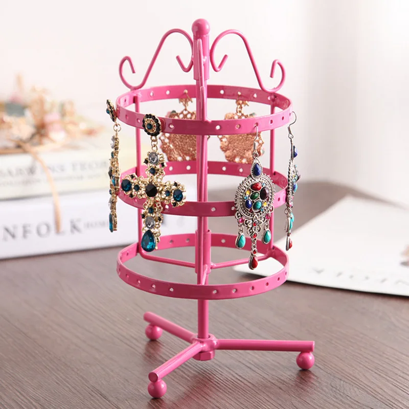 

Vintage 72 Holes Three-layer Earring Holder Hanger Jewelry Rotating Rack Earring Stand Organizer Jewelry Displays