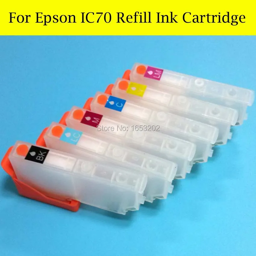 6 цветов/набор IC70 чернильный картридж для Epson EP-706A/EP-306/EP-976A3/EP-906F/EP-776A/EP-905F/EP-905A
