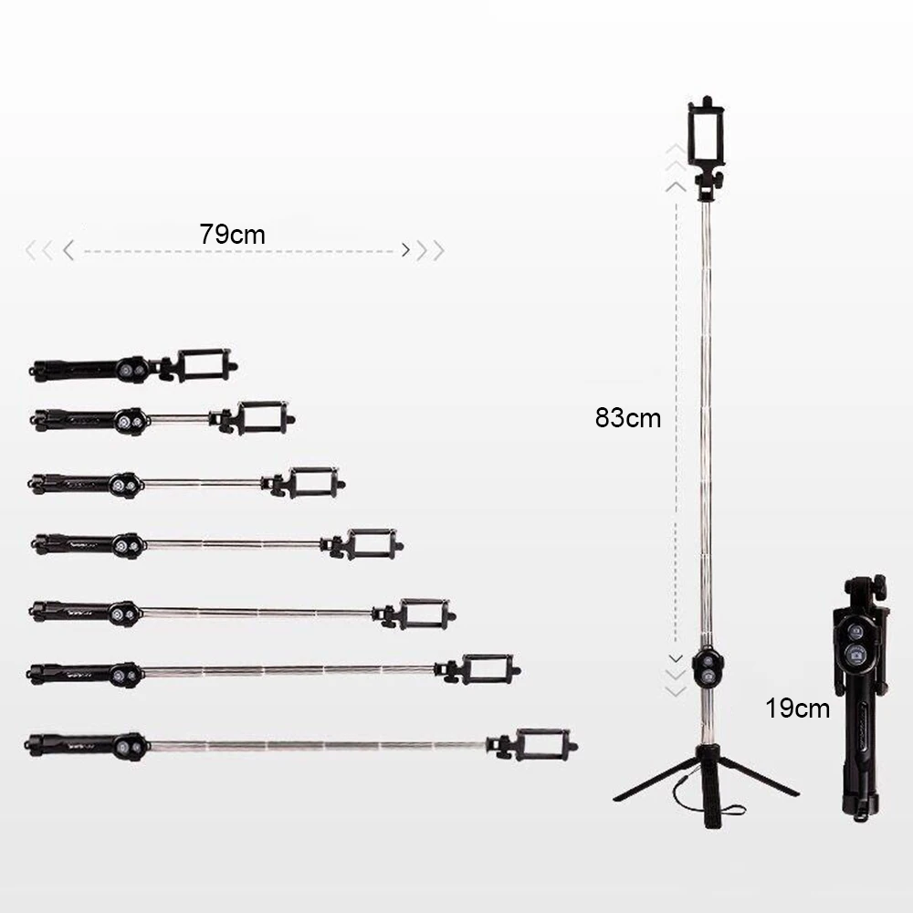 3 in 1 Wireless Bluetooth Selfie Stick and Mini Tripod with Remote Control For iPhone X 8 7 6s plus Portable Monopod | Электроника
