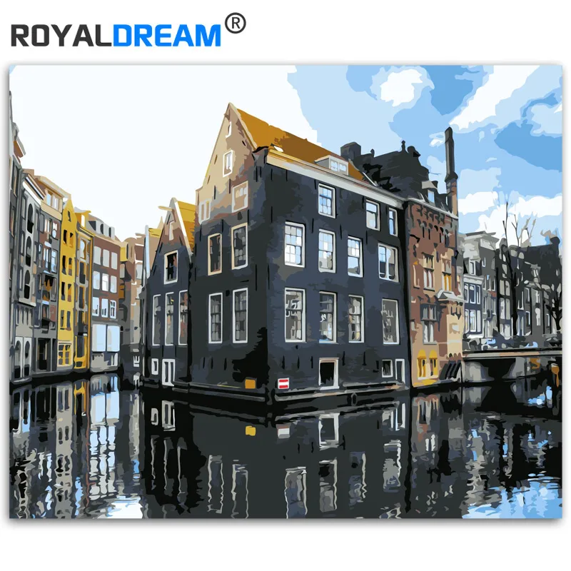 ROYALDREAM Waters DIY Раскраска по номерам на холсте картина для дома Настенная домашнего