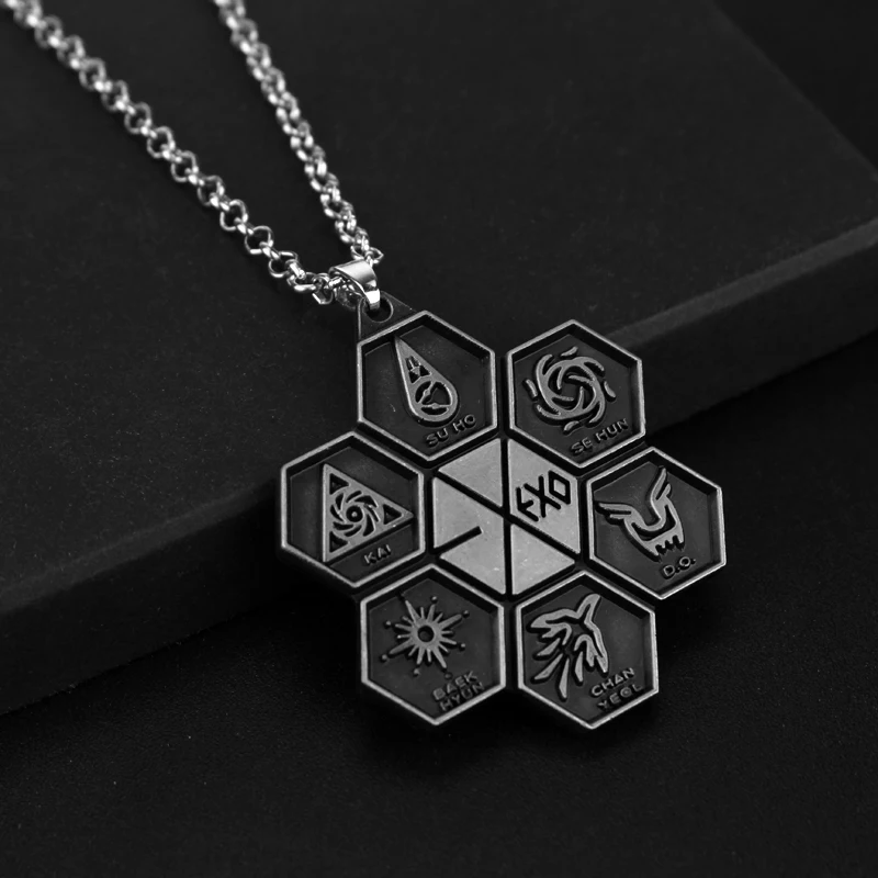 Популярные KPOP звезды ювелирные изделия логотип EXO кулон ожерелье вентилятор Крис