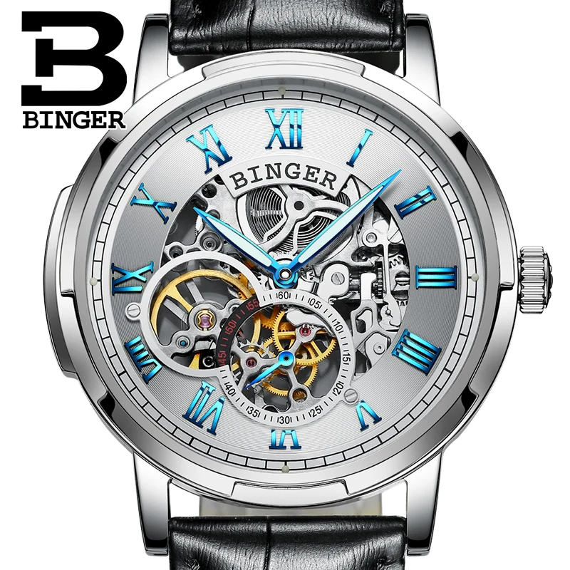 Мужские механические часы скелетоны с автоматическим подзаводом светящиеся