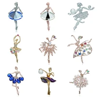 dance girls ballet dancing female brooches women artistic gymnastics lady shining crystal glass designs cute pins jewelry gifts