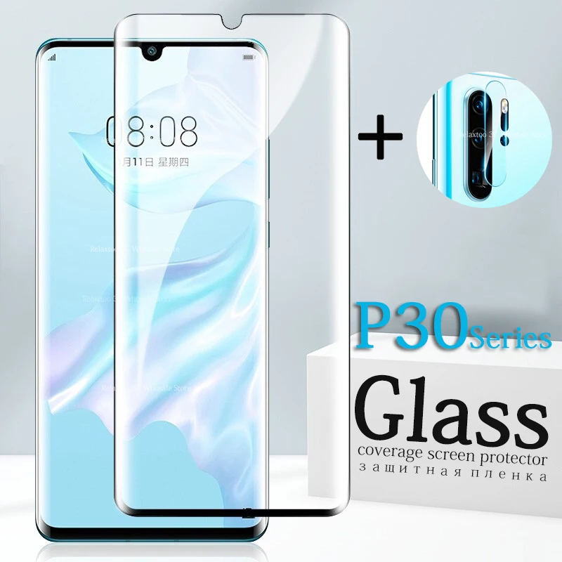 Изогнутое закаленное 3d стекло для huawei p30 pro защитная пленка экрана объектив