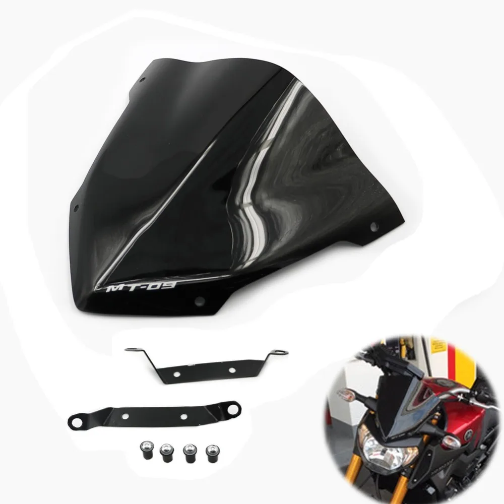 

14-16 для мотоцикла Yamaha MT09, лобовое стекло из АБС-пластика, с креплением винтов, кронштейн MT 09, 2014, 2015, 2016, черный