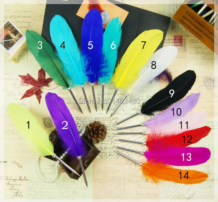 14 расцветок. Милая и элегантная ручка-перо. Шариковая ручка. Ручки со скидкой.