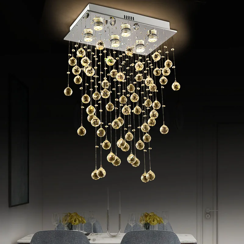 Tubor modern raindrop rectangle Crystal ceiling lamp For Living Room bedroom lights LED lighting fixtures AC110-220V | Освещение