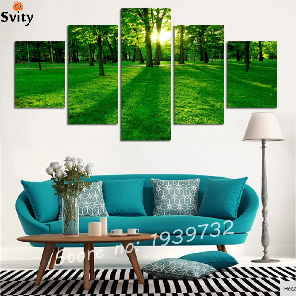 

5 pcs Modern Abstract sun Tree Landscape Wall Art Canvas oil Painting Cuadros home decor For Living Room No Framed wholesale