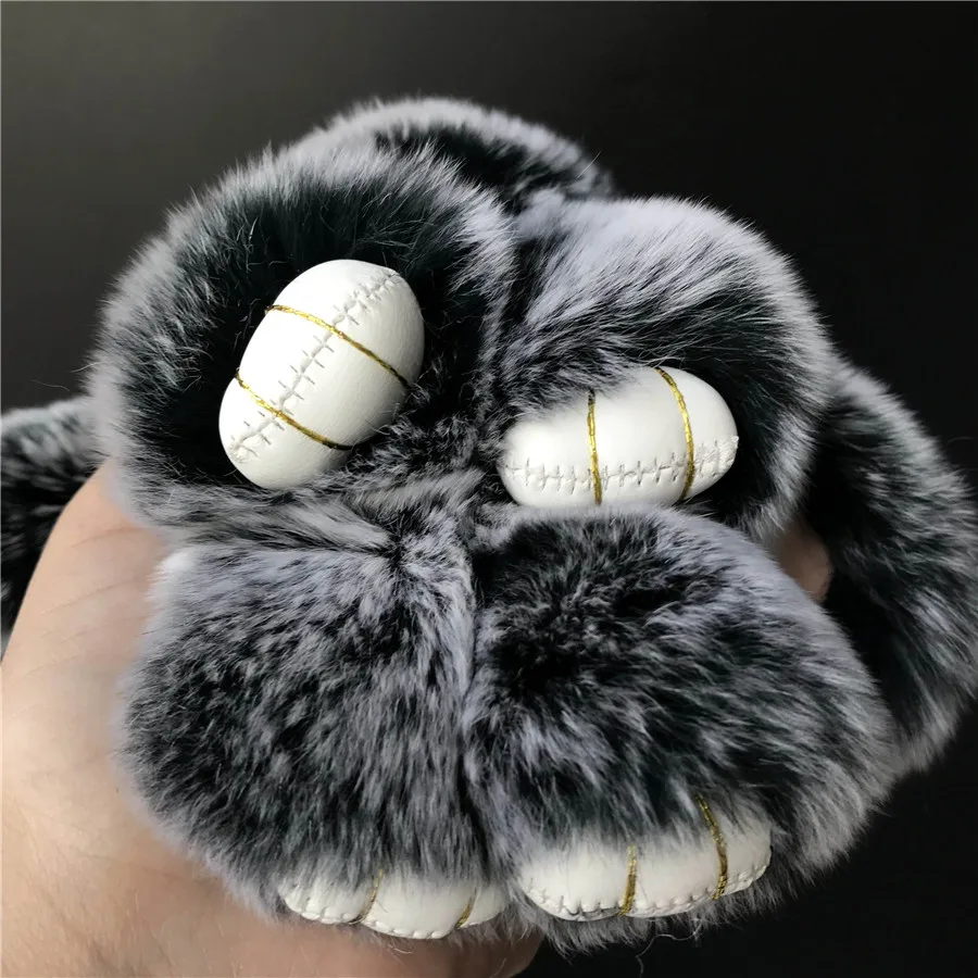 Magicfur-настоящий мех кролика милый Игрушечный Кролик брелок черный Мороз кукла Pom