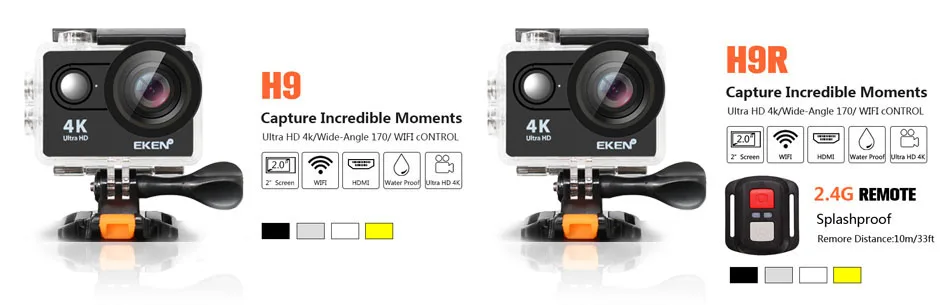 Экшн-камера eken H9 H9R wifi Ultra HD Mini Cam 4 K/30FPS 1080 p/60fps 720 P/120FPS Подводная Водонепроницаемая спортивная видеокамера