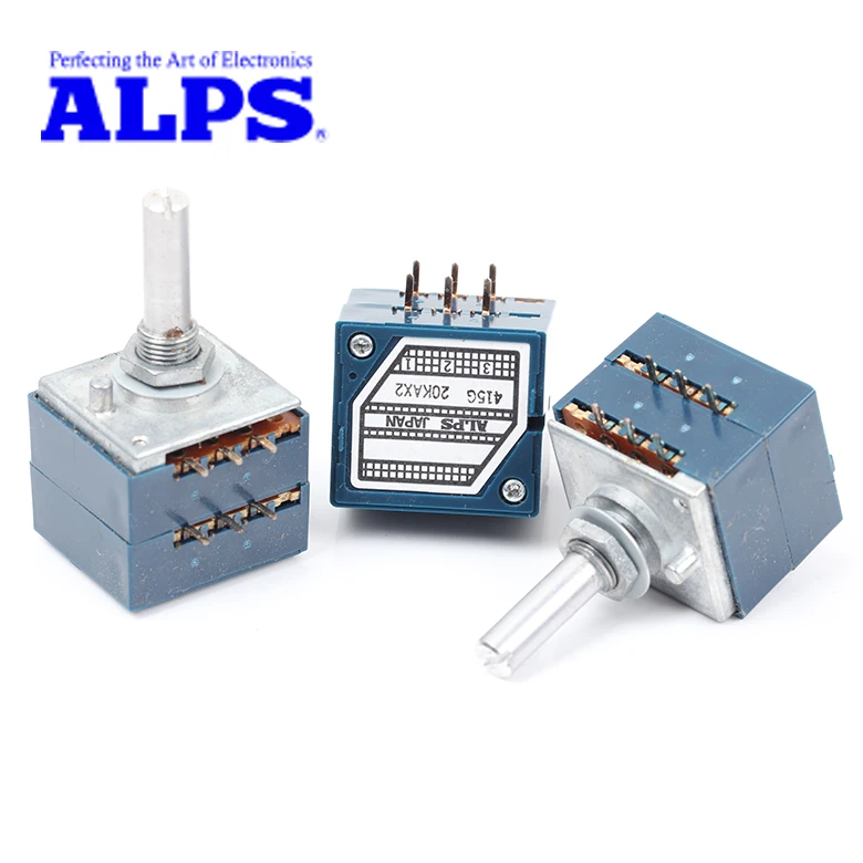 1 шт. потенциометр Япония ALPS объемный 10KAX2/ 20KAX2/ 50KAX2/ 100KAX2/ круглый вал|potentiometer