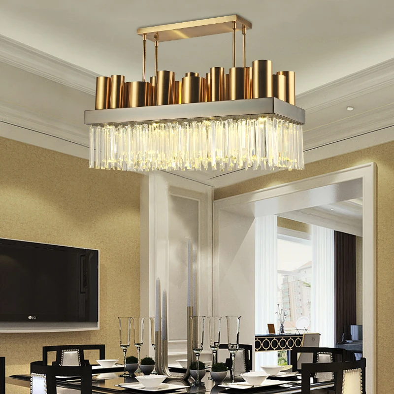 Современная круглая художественная лампа из нержавеющей стали хрустальная