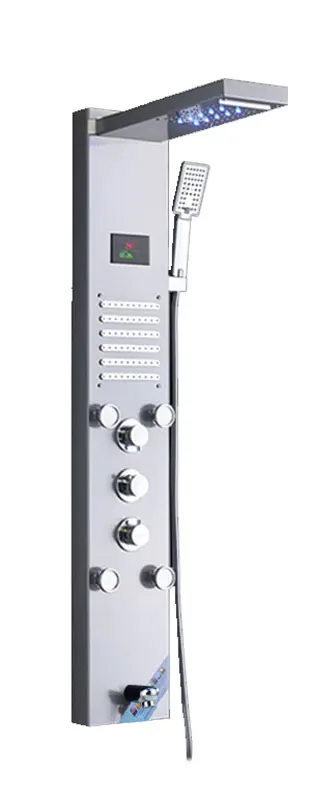 Brushed Nickel 8004 Saeuwtowy светодиодный никелевый/ORB смеситель для душа для ванной комнаты панель Цифровой температурный экран массажный Душ струевой Системы смеситель - Цвет: Brushed Nickel 8004