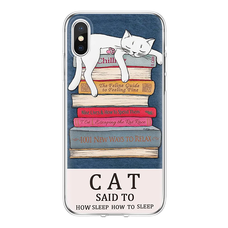 Sleeping cat for iPhone 4S 5 5S SE 6 S 7 8 Plus Funda Coque Soft For 7plus 8plus X XsMax XR Cover TPU case |
