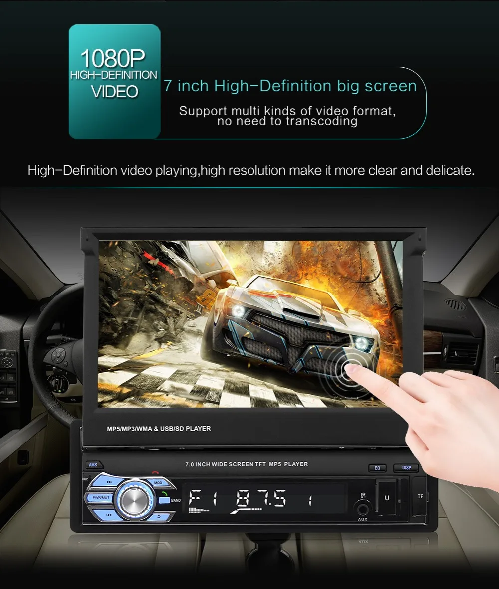 Авторадио, Bluetooth, автомагнитола, MP5 плеер, авто аудио, MP3, 1din, FM, USB 9601, автомобильная аудиосистема, камера заднего вида, автомобильная стерео, пульт дистанционного управления