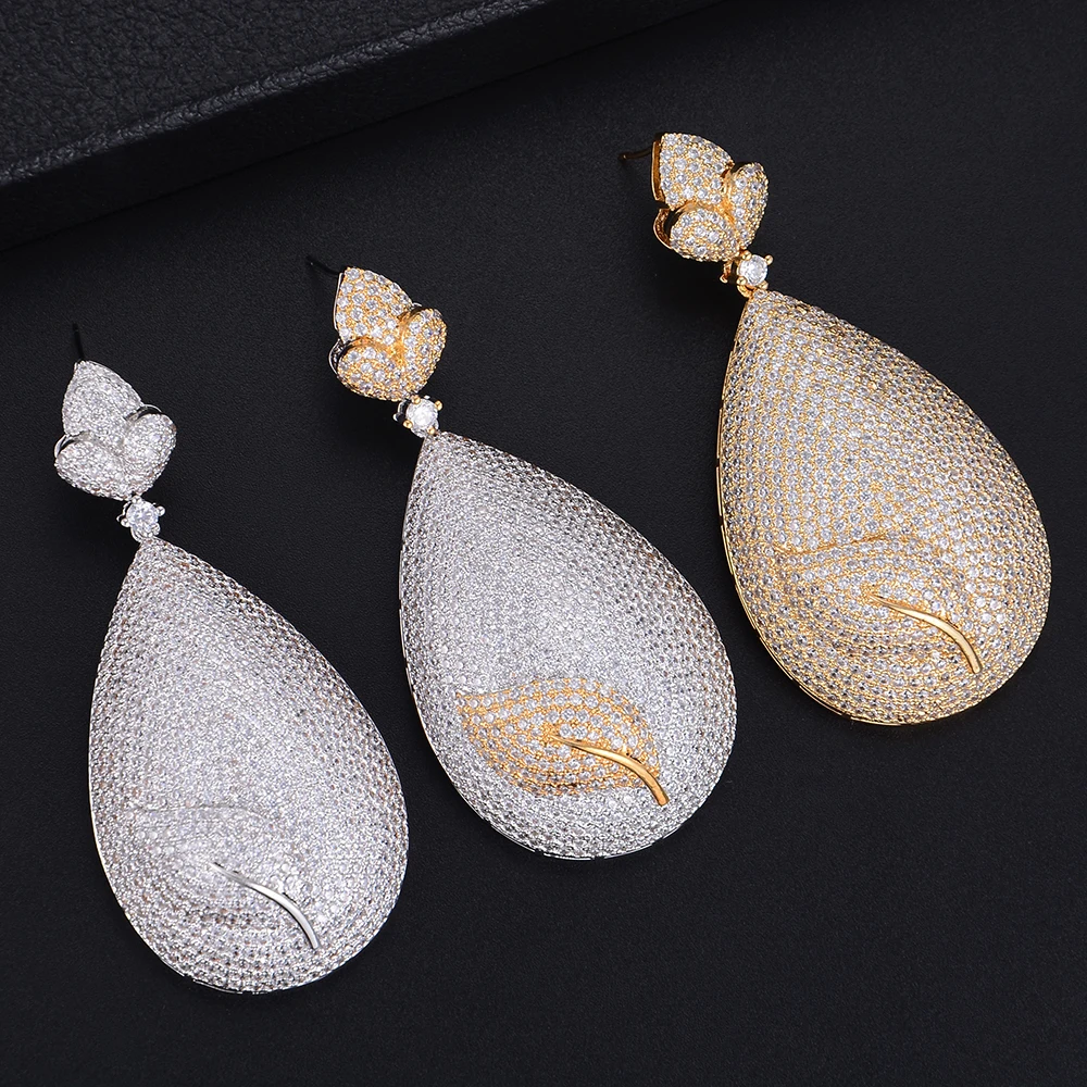 missvikki Noble Symbol Dangle Earings Eardrop Jewelry Big Waterdrop Fashion Full Cubic Zirconia Shiny Romantic Top Quality | Украшения и