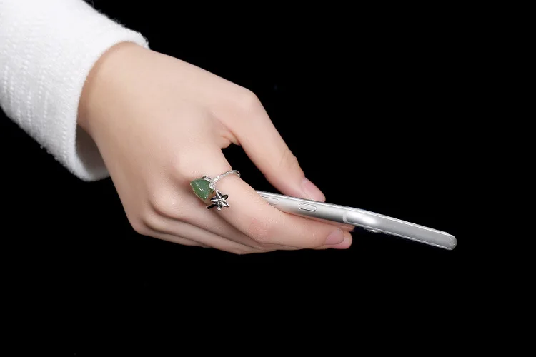 KJJEAXCMY boutique jewelry S925 Sterling Silver Antique inlaid and jade white rose lady's open ring finger | Украшения и