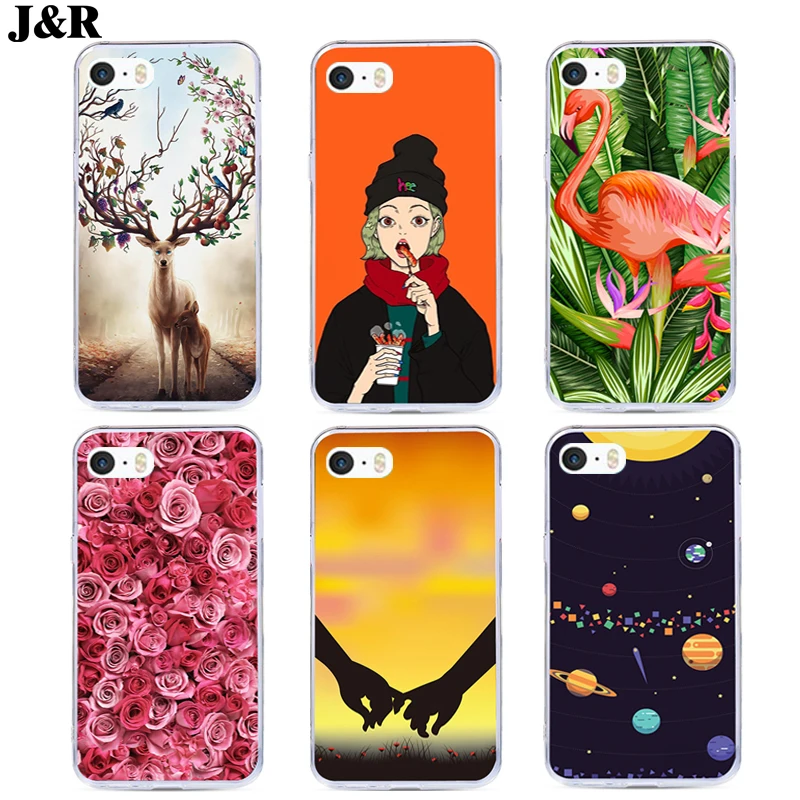 J & R Мягкий чехол для телефона из ТПУ iphone 7 силиконовый с цветком Apple 5 5S SE 6 s 8 plus x 10