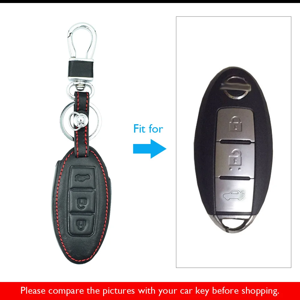 ATOBABI ключи случае 3 пуговицы пояса из натуральной кожи Smart Remote Обложка для Nissan