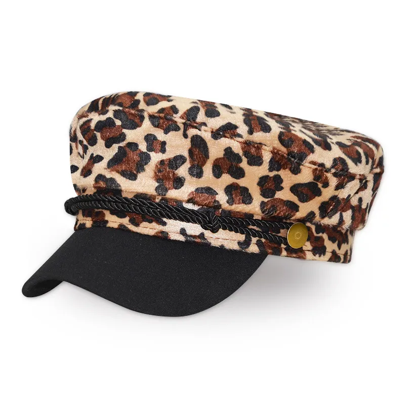 Винтажная шерстяная Повседневная шапка с леопардовым принтом для женщин
