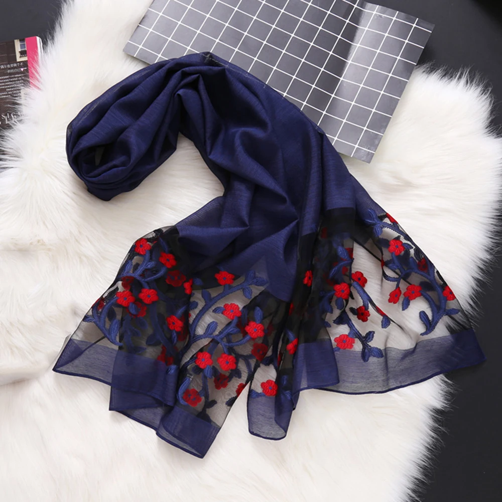 Европейский шарф с цветочным принтом летний Солнцезащитный Женский Длинный