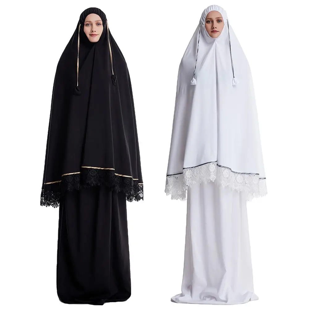 2 шт мусульманских женщин молитвенный набор Khimar Абая головной платок накладной