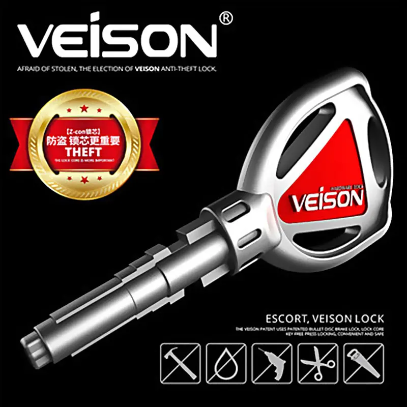 VEISON New Security Protect Anti Motorcycle Thief Electric Motobike Bike Motocross Scooter Wheel Brake Disc Lock Zinc Alloy DX9 |