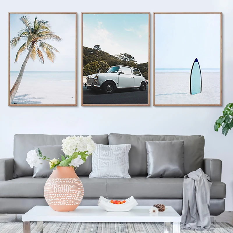Beach Coastal Poste Palm Tree Print Nodic Style Wall Art Canvas Painting Modern Bedroom Decoration Picture for Living Room|Рисование и