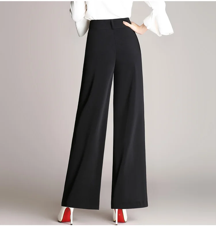 Женские повседневные брюки палаццо Черные Облегающие расклешенные с высокой