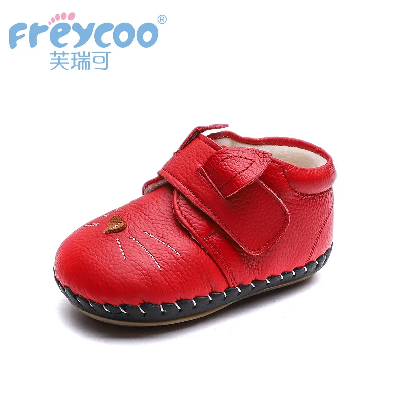 Freycoo 2019 Kids Shoes Winter Baby Toddler Lovely Boys Girls Anti-Slippery Genuine Leather Warm Cotton Shoes1283 |