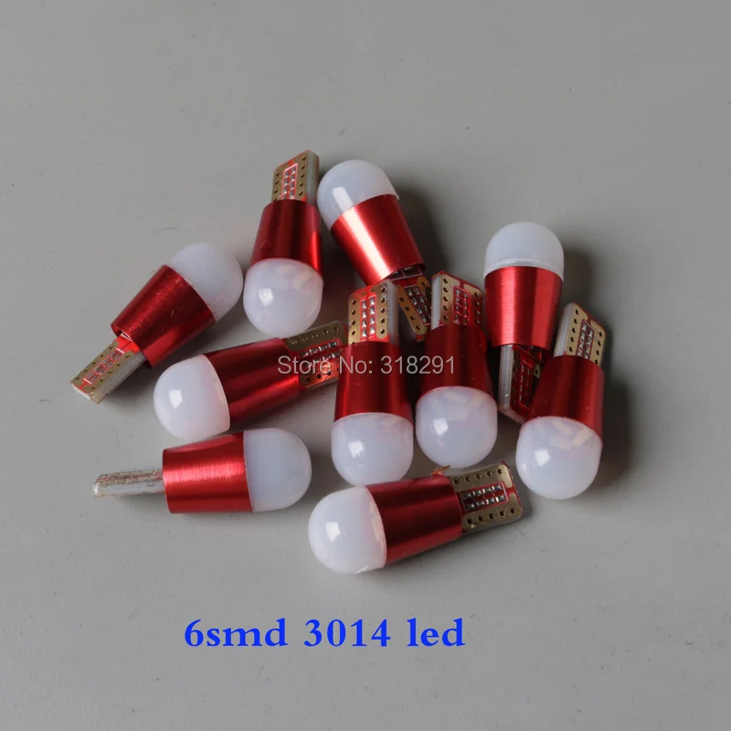 Оптовая продажа 100 штук нового типа без полярности T10 3014SMD W5W белых автомобильных светодиодных разнонаправленных ламп со светорассеивающей головкой.