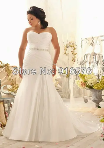 Mermaid Crystal Sash Pleat Sweetheart Lace UP Closure Floor Length Long Plus Size Corset Belt Large Wedding Gowns | Свадьбы и