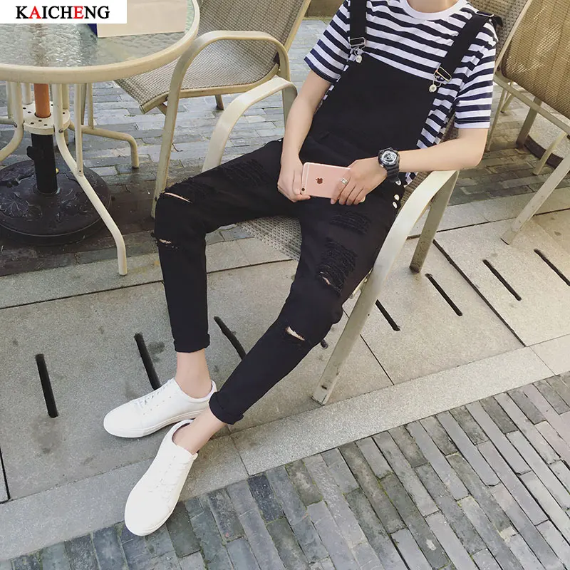 Мужские подтяжки 2017 Новый бренд повседневные черно белые джинсовые комбинезоны