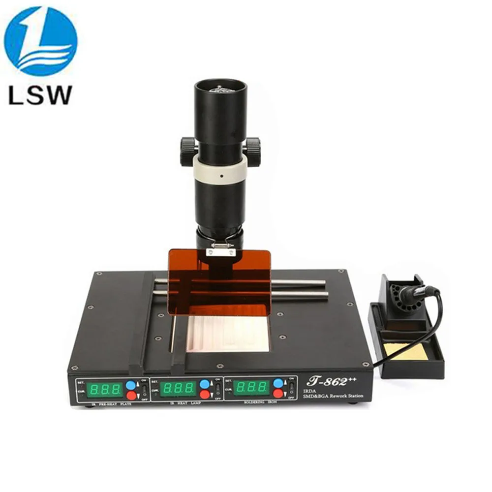 

In Stock PUHUI SMT BGA IR Rework Station T-862++ IRDA Welder Oven T862++ Infrared SMT SMD IRDA BGA Welder T 862 updated model
