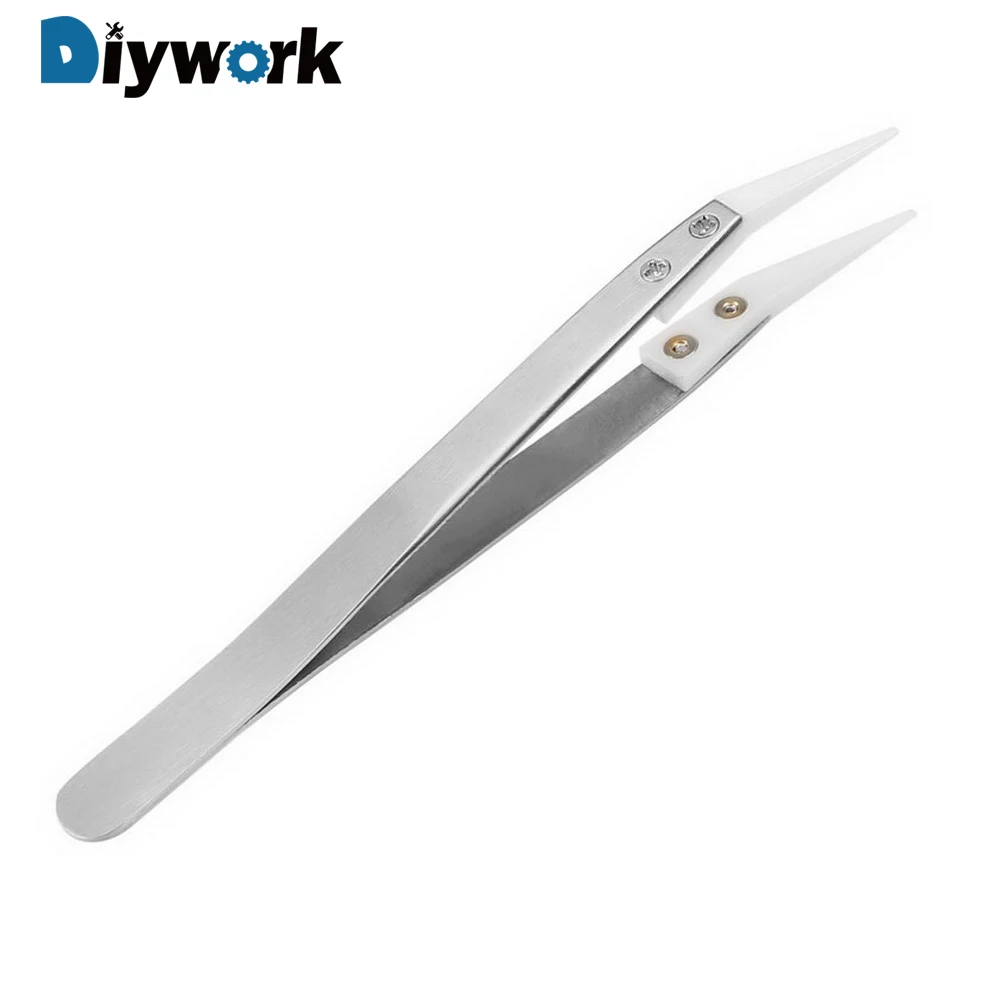 Ручной инструмент DIYWORK керамический пинцет ручка из нержавеющей стали Изогнутый