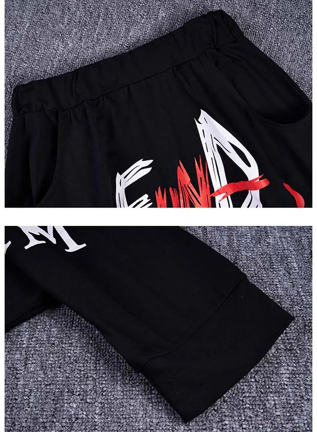 

2 Pcs Boys Clothing set Summer Cotton Jazz Hop-hop Dancing Costumes T-shirts Harem Shorts Black White Outfits For 10 12 14 Years