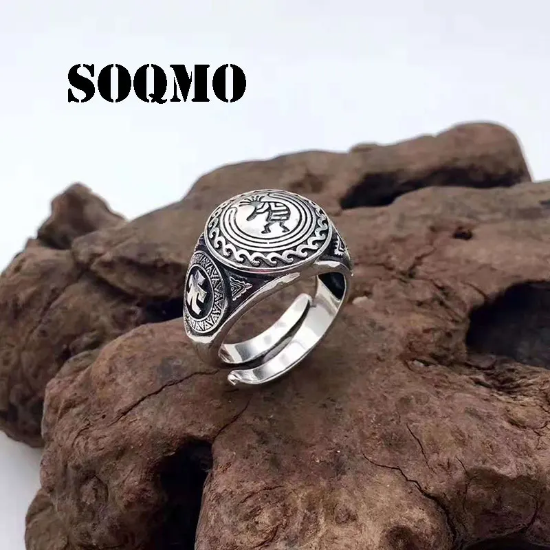 SOQMO мужское Винтажное кольцо 100% Настоящее 925 пробы серебро индийские боги