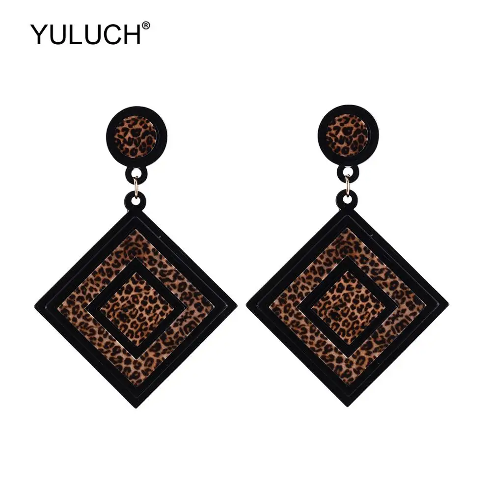 YULUCH модные 3 вида цветов Пластиковые леопардовые серьги-гвоздики для женщин