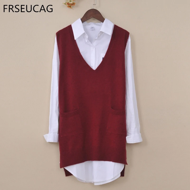Осенне зимняя серия Новый кашемировый жилет мисс с V образным вырезом